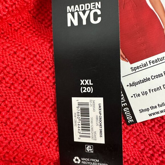 Madden NYC Womens Lace-Up Crochet Dress Size XXL Red - Picture 5 of 8